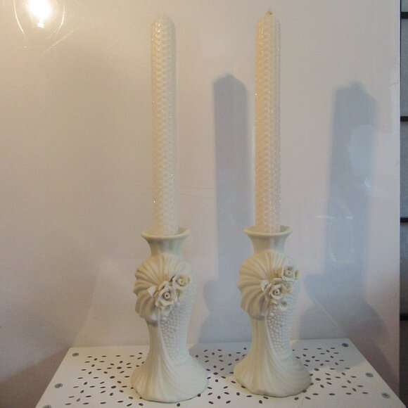 Vintage, Porceline, Candle Holders,  5.5", Cream/Off White - Picture 5 of 5